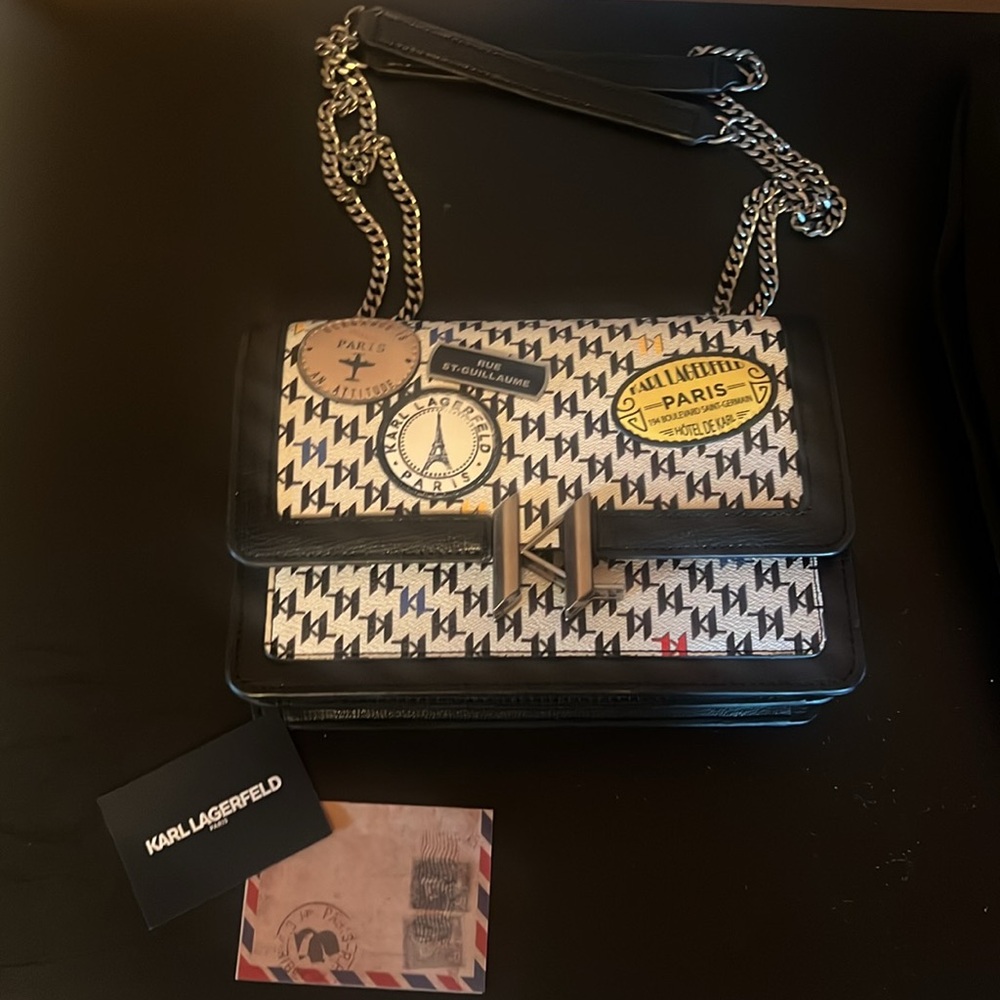 ‼️Final Sale  Karl Lagerfeld Stylish Black and White Designer Shoulder Bag